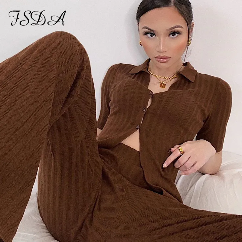 FSDA вязаный комплект из двух предметов 2020 осенне летний сексуальный укороченный