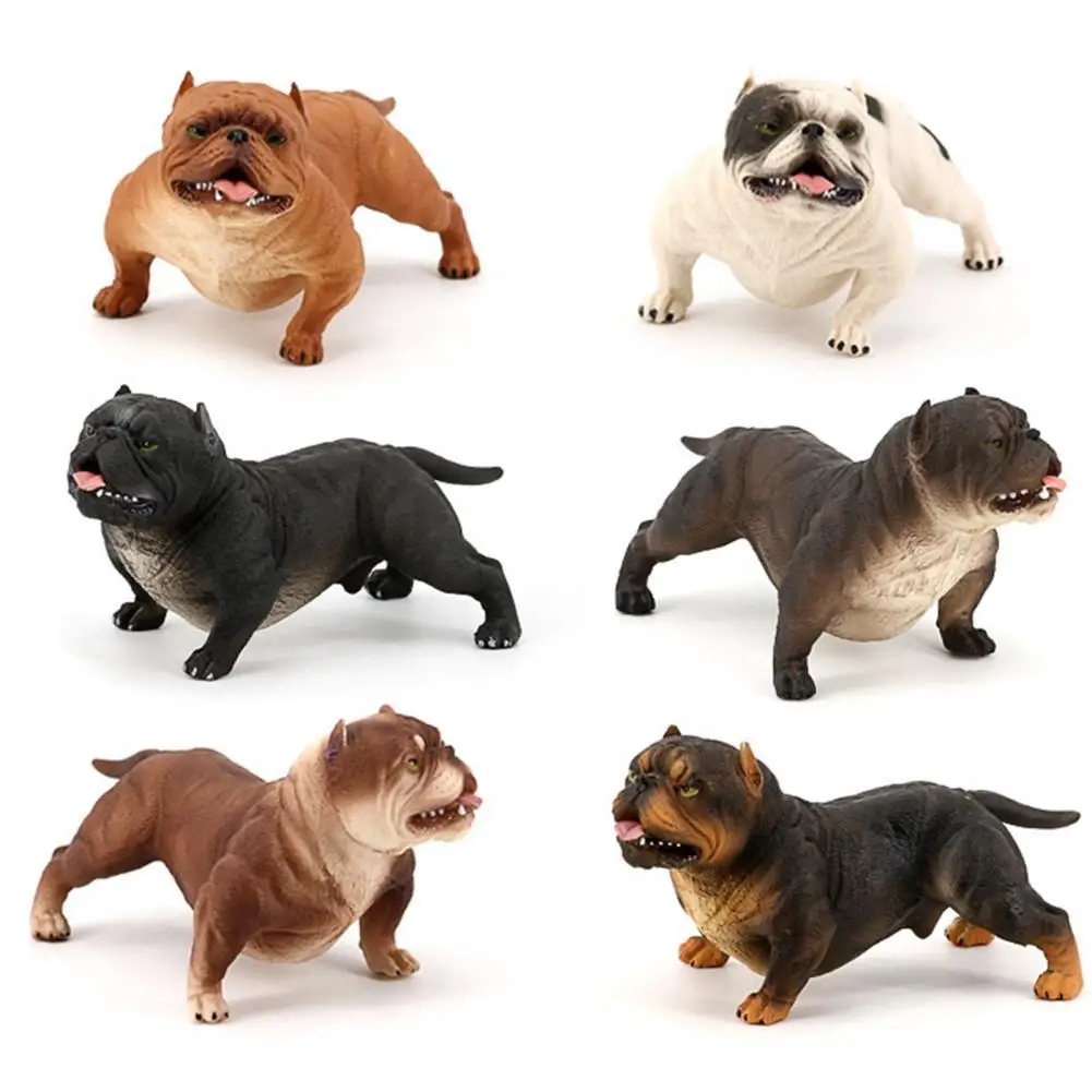 Mini Cute Puppy Figurines Wildlife Animals American Bully Pitbull-Dog Action Figure Toys for Hobby Collection Home Decoration