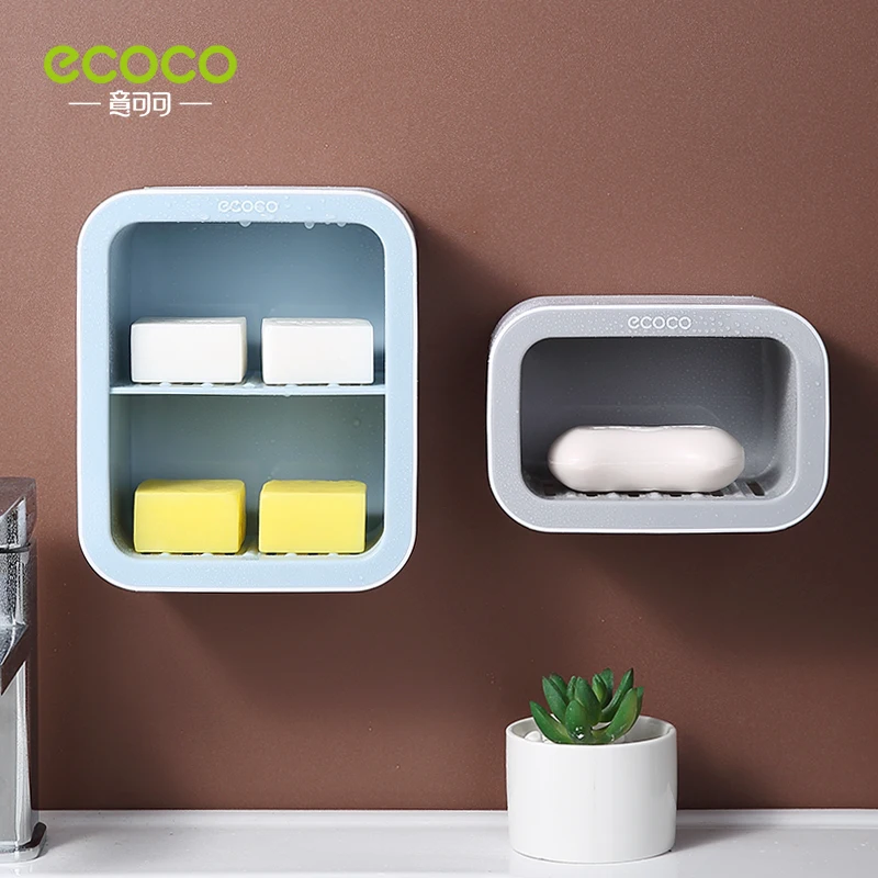 ecoco double drawer design wall mounted soap dish box bathroom shower soap holder tray storage rack shelf bathroom accessories free global shipping