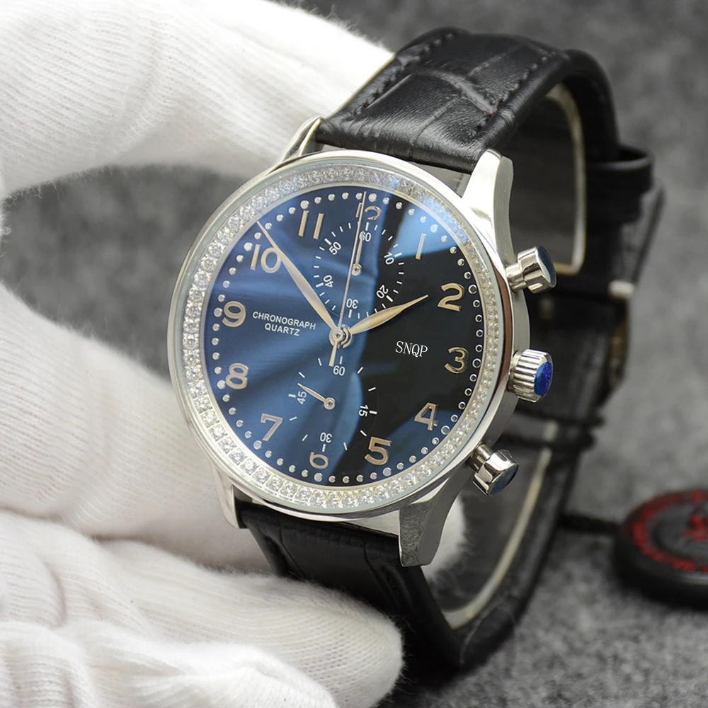 

2021 New Men Quartz Watch Chronograph Pilot PORTUGIESER Sapphire Rose Gold Coffee Black Blue Leather Sport White Sport Watches