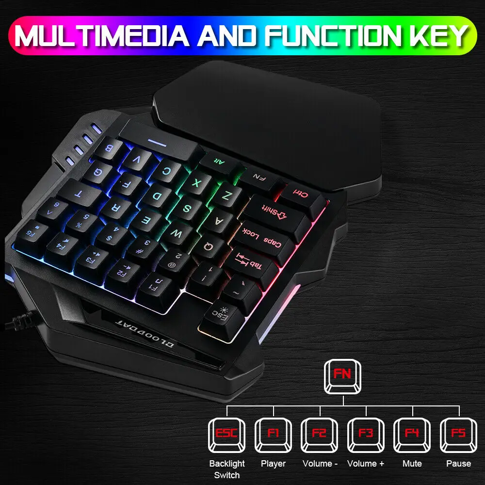 

35 Tasten Gaming Tastatur RGB-Lichteffekt USB Maus PC Gaming Keyboard#50