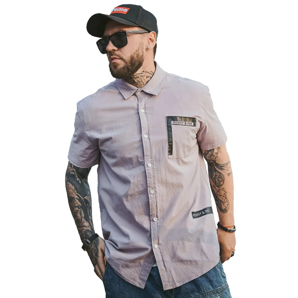 Мужская Повседневная рубашка с коротким рукавом повседневная хлопковая принтом