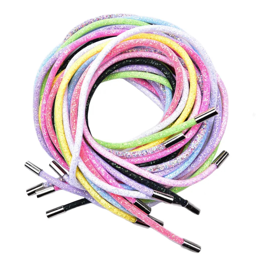 

138Cm Shiny Sequin Round Drawstring For Sweatshirt Jacket Top Pants Replacement Rhinestone Hoodies String Glitter Soft Tube Rope
