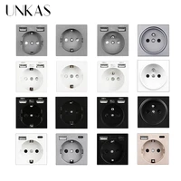 unkas b8 modules diy free combination new eu french type c 16a wall power socket dual usb charger port hidden soft led outlet