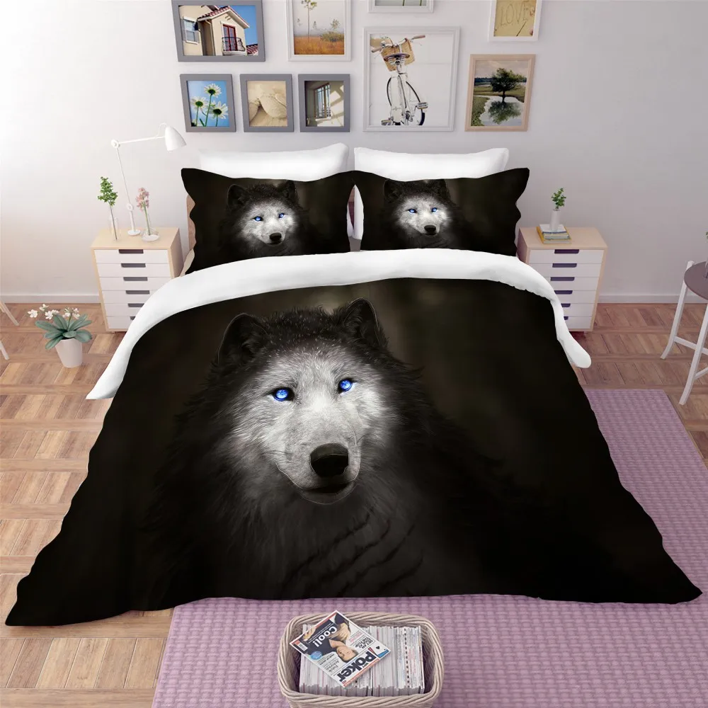 3D принт постельное белье с принтом волк Набор Galaxy лес постельное белье, наволочками, Комплект постельного белья для очень больших и Животные включает пододеяльник простынь набор для девочек близнец полный queen комплект для двуспальной кровати