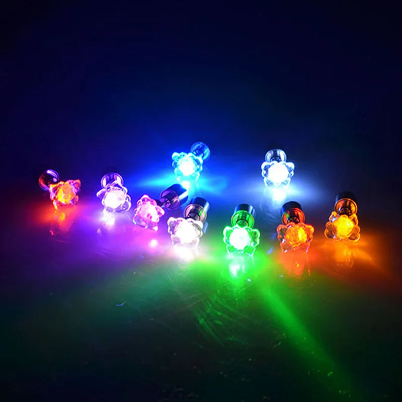 

Hot Christmas Studs LED Earrings Light Up Flashing Blinking Stainless Steel Earrings Studs Dance Party Accessories Supplies Gift