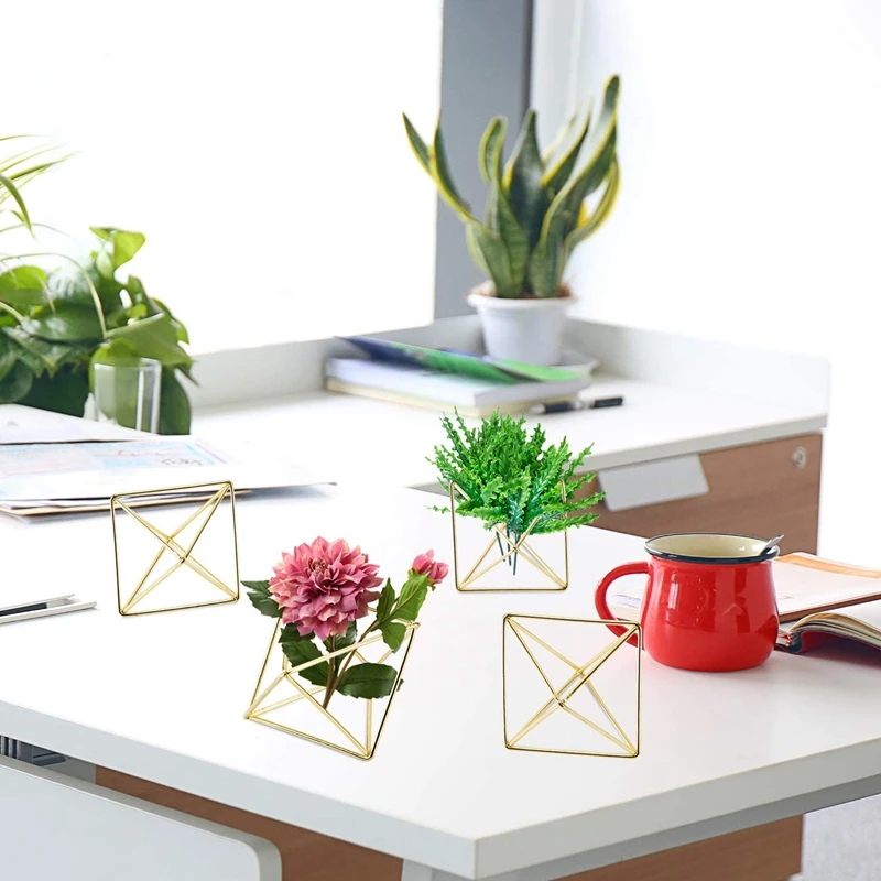 

6 Packs Air Plant Holder Metal Himmeli Decor Modern Geometric Planter Hanging 2 Shapes Air Plants Rack Tillandsia Hanger