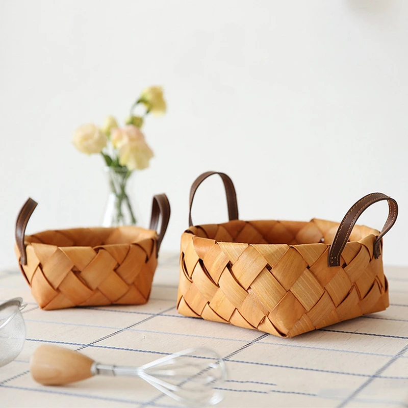 2 предмета плетеная корзина с ручкой украшение для свадьбы дома Кухня Еда Пикник