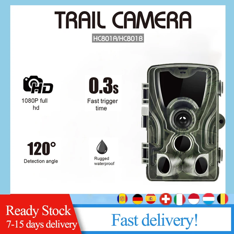 

HC801A Hunting Trail Camera 16MP IP65 Photo Traps 0.3s Trigger Time 1080P Waterproof Camera for Wildlife Surveillance Scouting