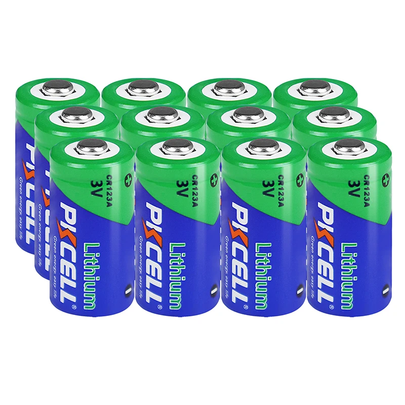 12PCS PKCELL CR123A 3V Lithium Battery CR123 2/3A Battery 16340 CR 123 CR17335 CR17345 123A 3v Primary Batteries