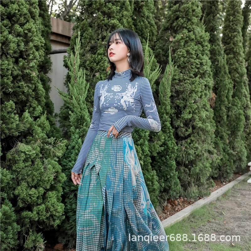 

Women Print Slim Fit Causal Hit Color T-shirt New Turtleneck Long Sleeve Fashion Tide All-match Spring Autumn 2021