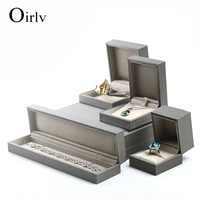 oirlv high quality silver gray pu plush leather jewelry box for ring pendant bracelet bangle necklace display packaging boxes