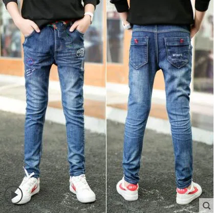 9033 thin jeans Г. Весенние детские джинсы для мальчиков однотонные тонкие джинсы для маленьких мальчиков, повседневные джинсы для больших мальчиков длинные брюки - Цвет: 9033 thin jeans
