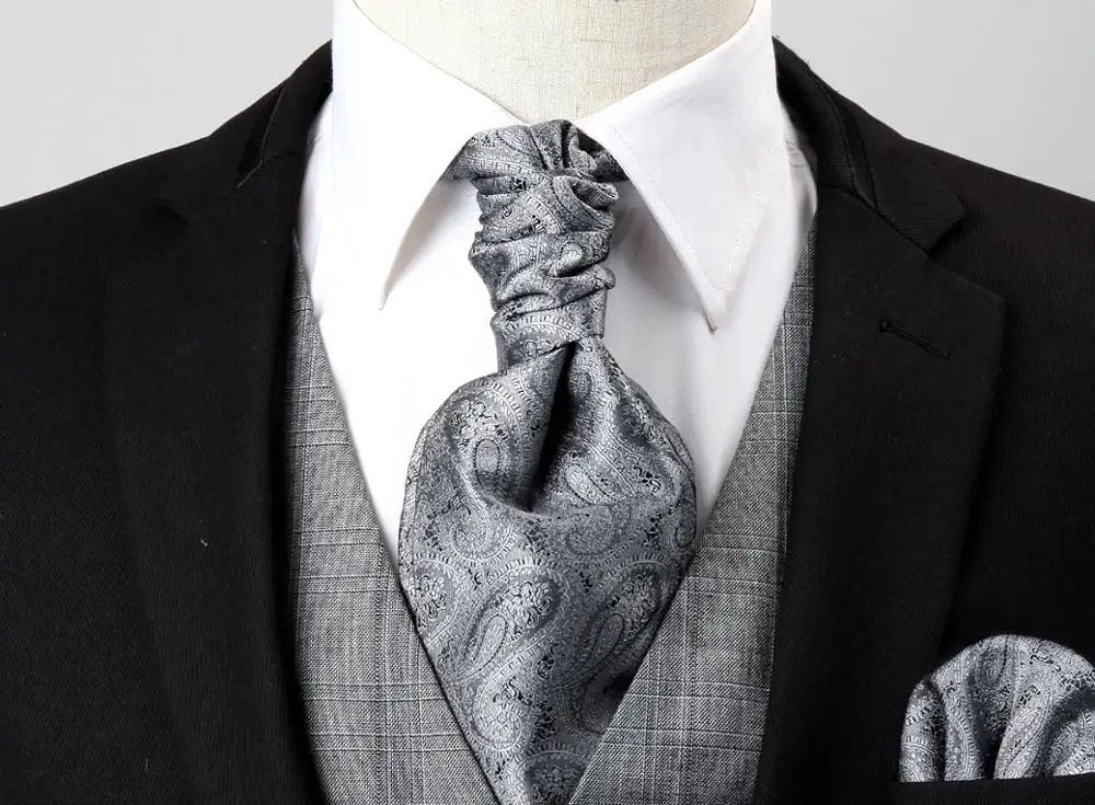 Мужской жилет VE01 серый серебристый с рисунком Пейсли топ дизайн на свадьбу 100%