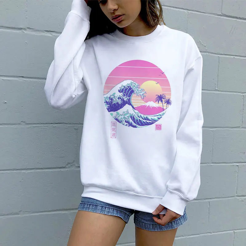 Коллекция 2020 года толстовки с капюшоном из японского аниме Retrowave пуловер Kanagawa