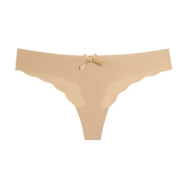 Стринги женские бесшовные с леопардовым принтом бантом низкой посадкой