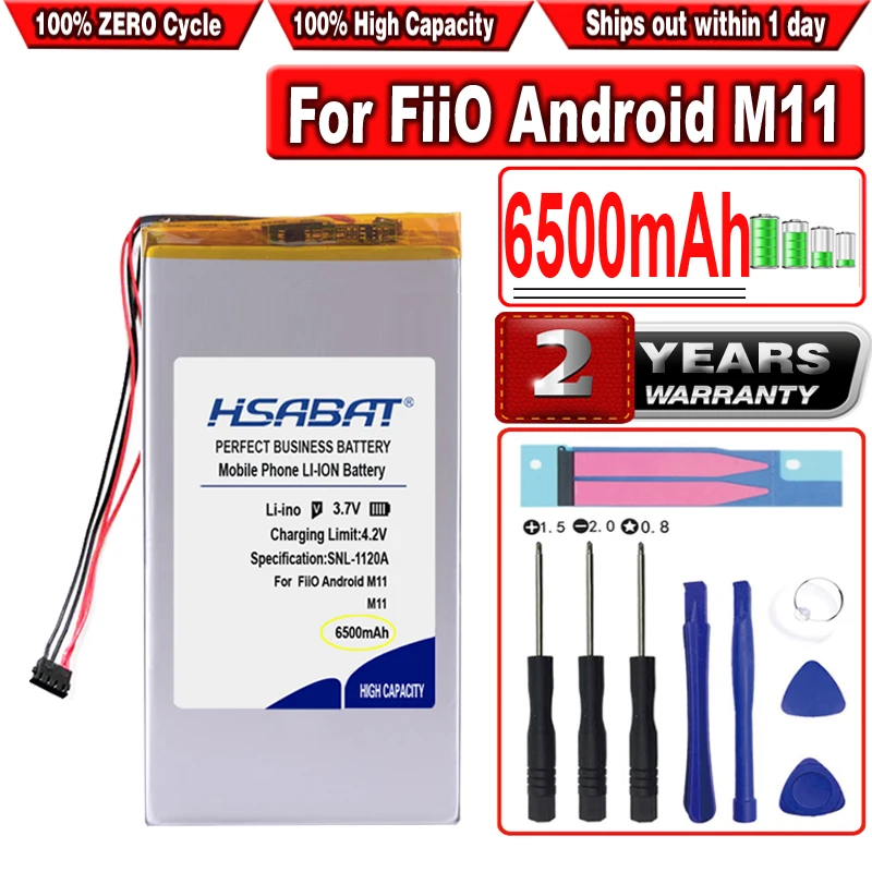 Аккумулятор HSABAT 6500 мАч для музыкального MP3 плеера FiiO Android M11 HIFI|Аккумуляторы