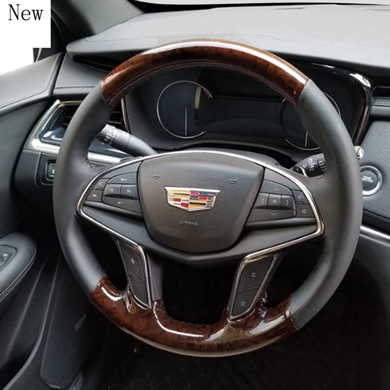 

for Cadillac ATSL ATS SRX XTS CT6 Xt5 XT6 DIY Suede Hand Sewn Leather Steering Wheel Handle Cover Set Car Accessories