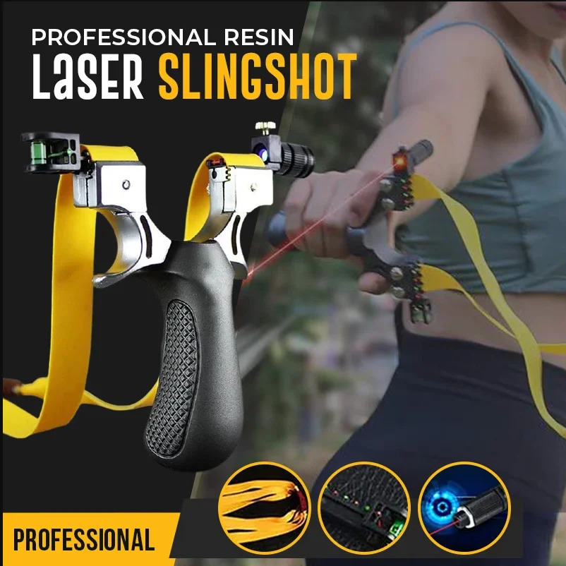 

Power Rubber Band Slingshot High Precision Outdoor Catapult Slingshot Balls Laser Aiming Accessories with Flat Rubber Band