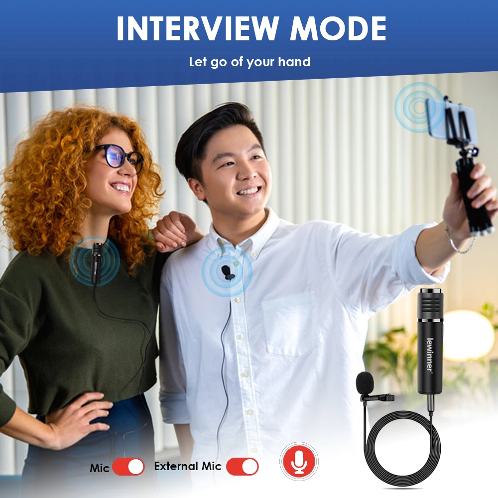 Беспроводной Bluetooth микрофон Lewinner SmartMic с шумоподавлением и функцией записи