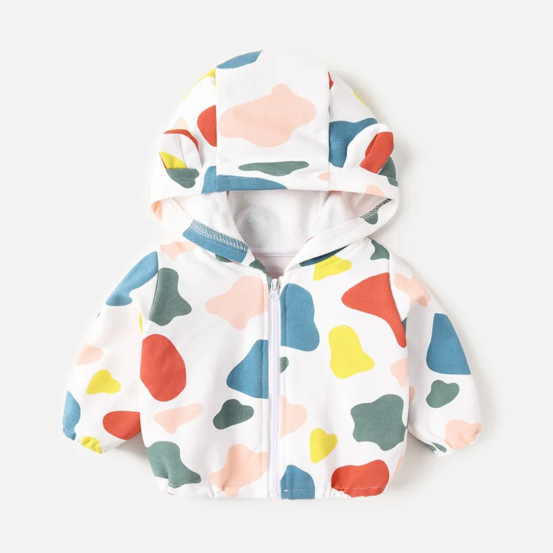 

Girls Boys Spring Casual Jackets Korean Fashion Baby Unisex Cartoon Cute Hooded Coats Children Outwear Clothes 1-4Y