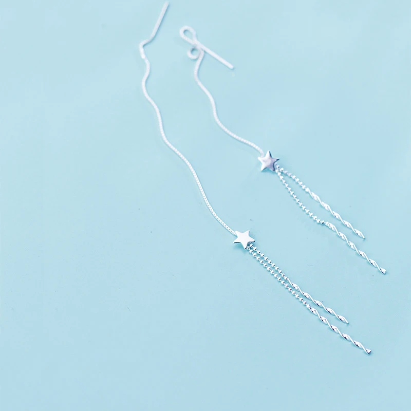 Colusiwei 2019 Fashion Stars Long Tassel Drop Earrings for Women Solid 925 Silver Chain Dangle Hanging Earring Female Brincos | Украшения и