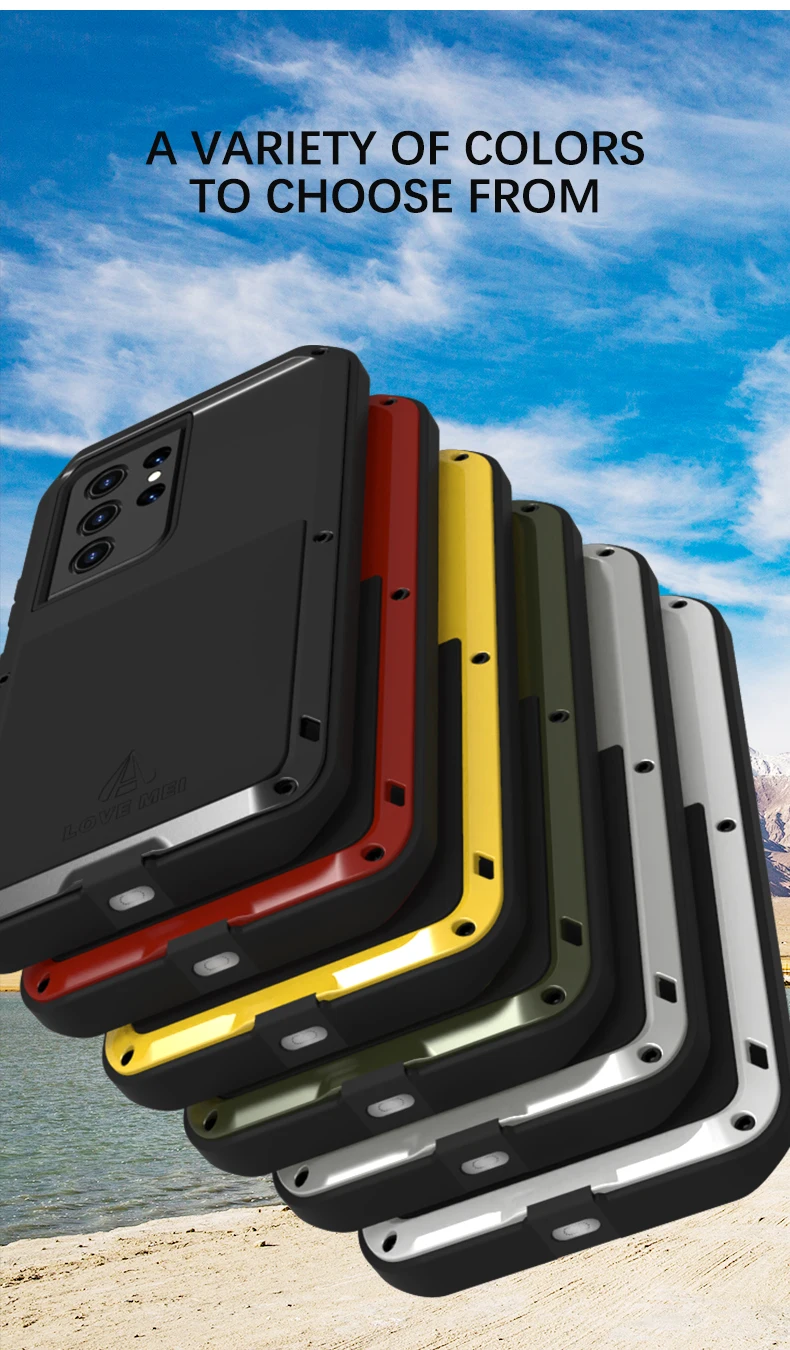 Оригинальный мощный чехол для телефона LOVE MEI Samsung Galaxy S21 ультраметаллический