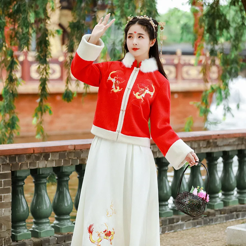 Вышитые танцевальные костюмы Hanfu женское китайское зимнее сказочное платье