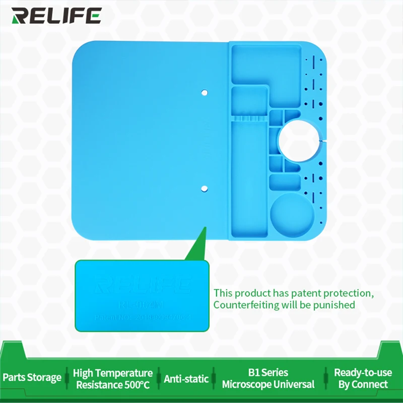 

RELIFE RL-004M High Insulation Pad Super Silicone Micro Soldering Mat Suit for All B1 Microscope Base With Storage Slot