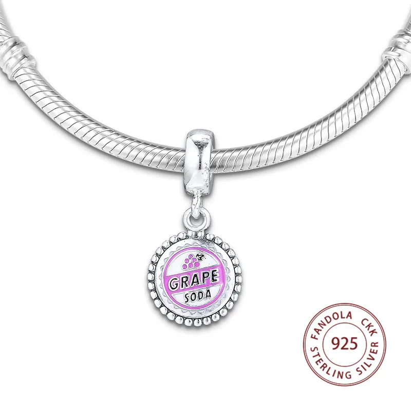 CKK Fit Pandora амулеты Серебро 925 браслет стерлингового серебра Виноградная Сода Бусины Подвески для изготовления ювелирных изделий kralen perles