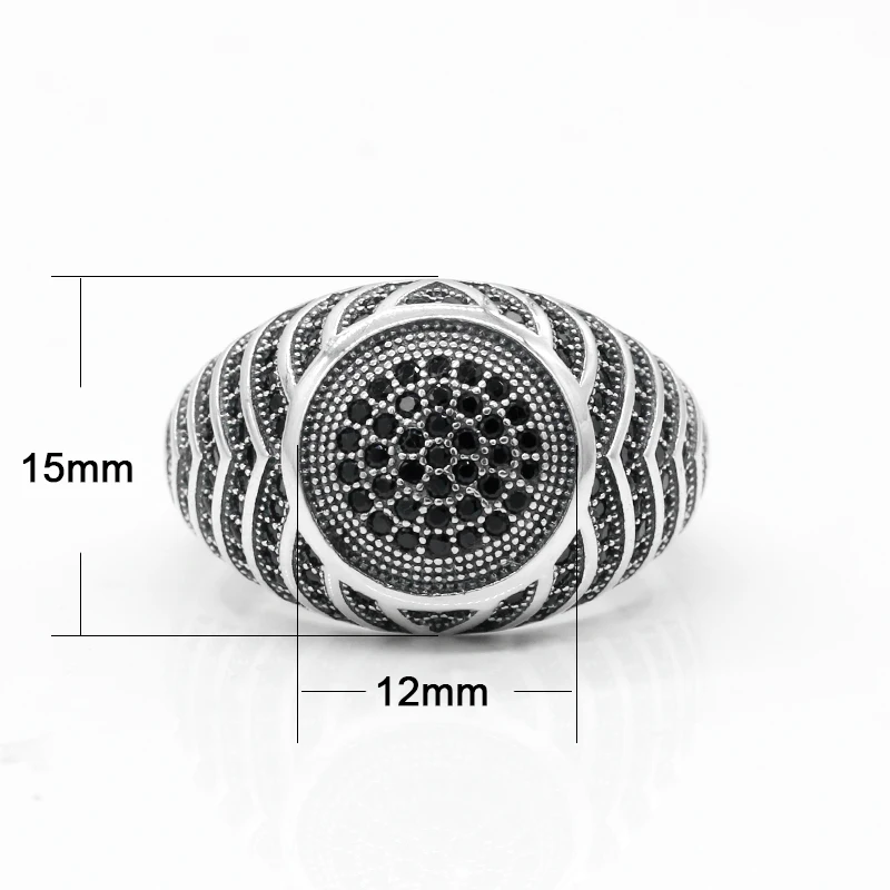 Женское кольцо из тайского серебра 925 пробы с маленьким черным кубическим