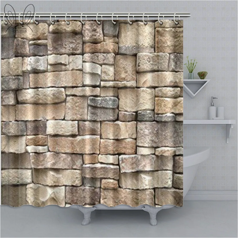 Винтажная настенная душевая занавеска Rock с Цветной Каменной поверхностью в