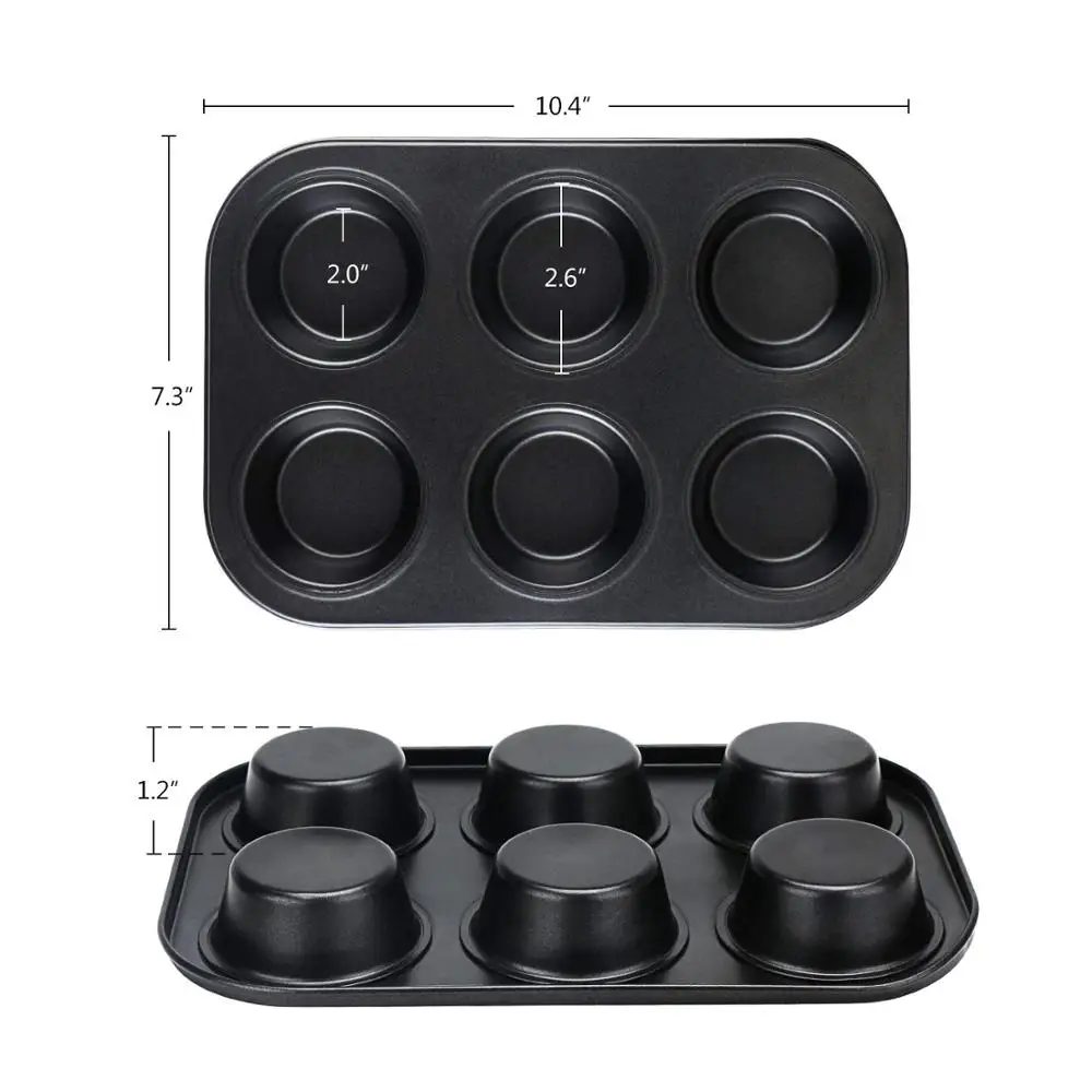 6 Cavity Muffin Pan Tray Nonstick Muffin Carbon Steel Cupcake Molds Baking Pan Cupcake Baking Pan Bakeware Kitchen Accessories