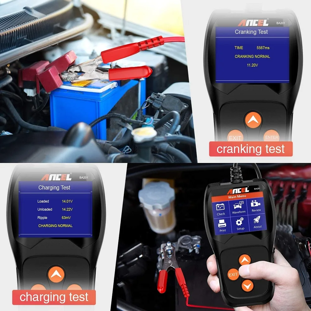 Тестер Ancel BA201 для автомобильных аккумуляторов, прибор для проверки  нагрузки, 12 В, 100-2000cca | Автомобили и мотоциклы | АлиЭкспресс