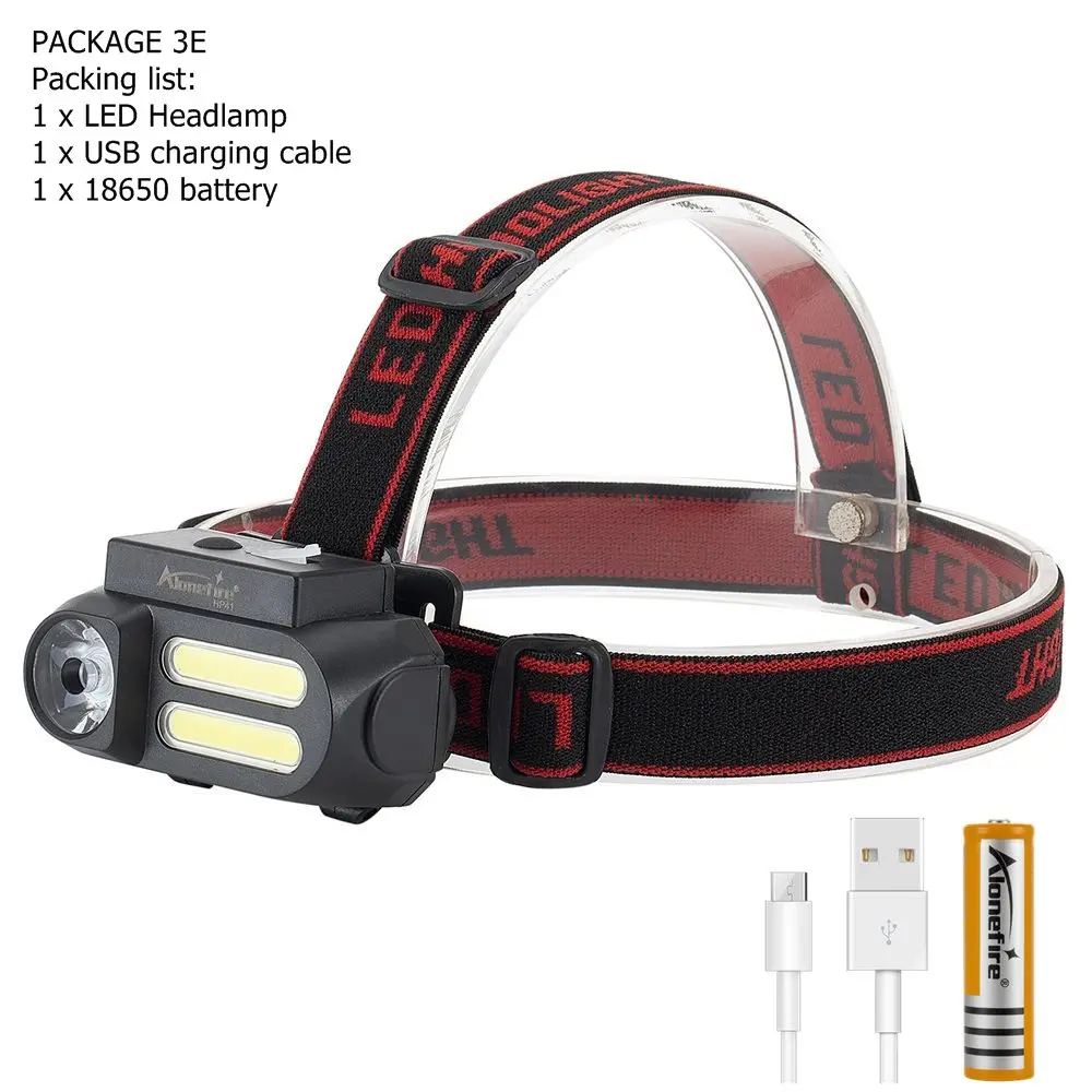 PACKAGE 3E Alonefire HP41 Портативный Миниатюрный светодиодный налобный фонарь, рабочий свет, водонепроницаемая фара, используйте 18650 Аккумулятор для ночного освещения, фонарик - Испускаемый цвет: PACKAGE 3E