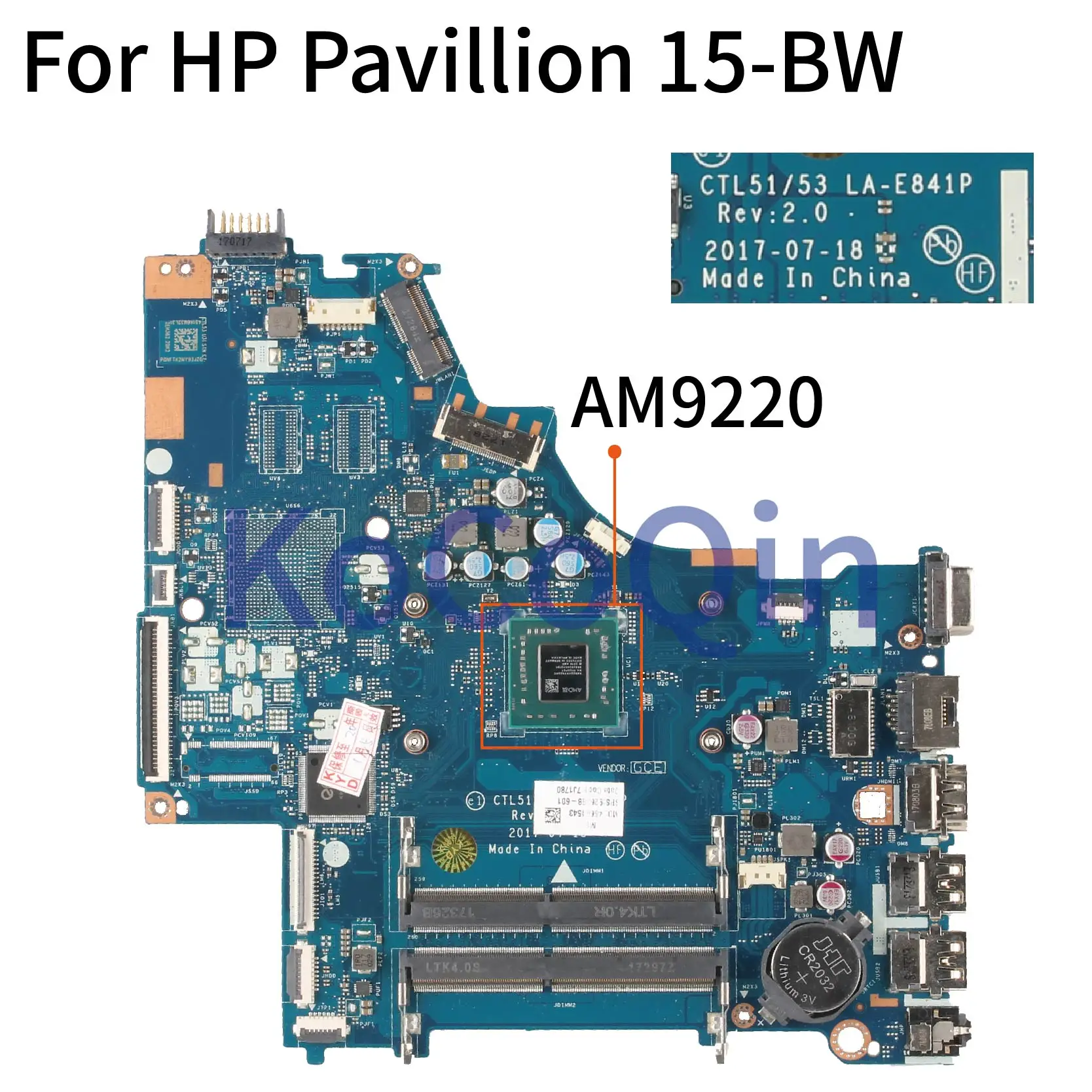 KoCoQin материнская плата для ноутбука HP павильон 15 BW Core AM9220 LA E841P DDR4|Материнские