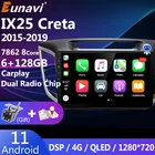 Автомагнитола Eunavi, 2 DIN, Android 11, мультимедийный видеоплеер для Hyundai Creta ix25 2015-2019, головное устройство, DVD, GPS, Navi, 4G, 8 ядер