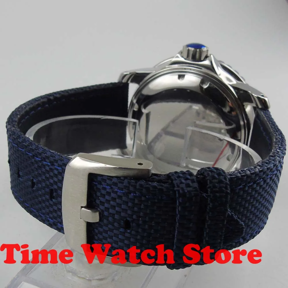 Мужские наручные часы с автоматическим циферблатом синим светящимися стрелками