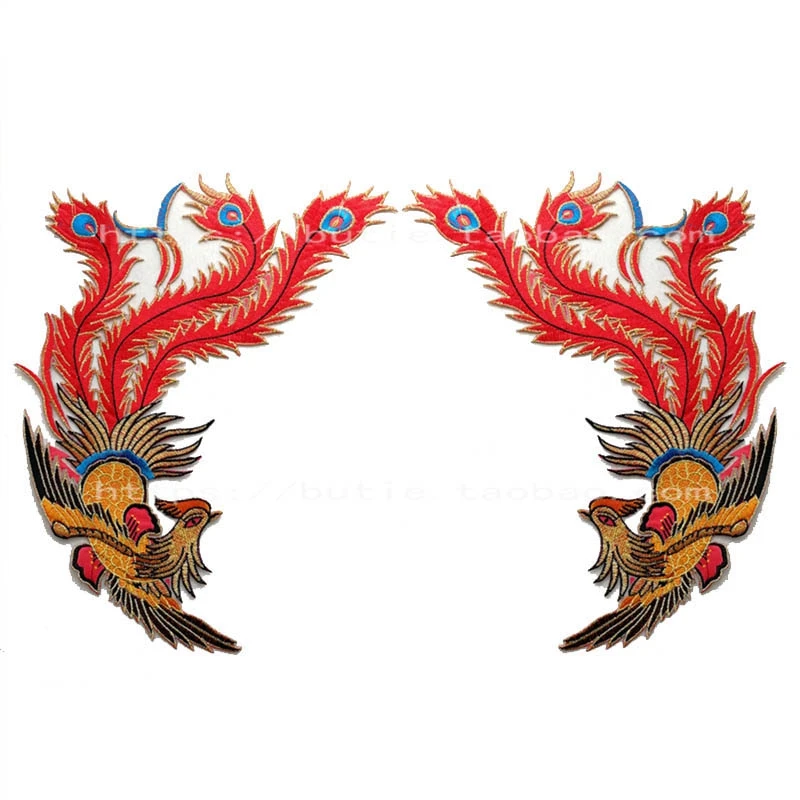 Adhesive cloth stickers red Chinese dragon and phoenix P03 stage costume decoration accessories subsidies ethnic style clothes |