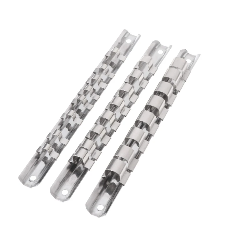 

Socket Rack Holder 1/4\" 3/8\" 1/2\" with 8 Clips On Rail Tool Organizer Storage