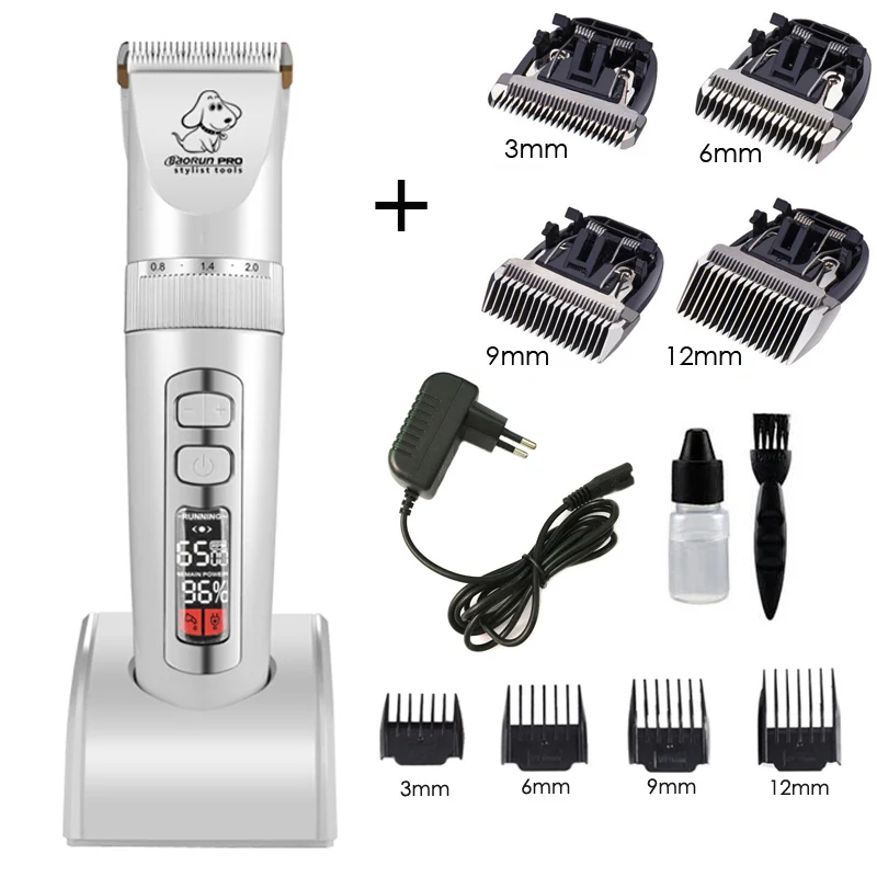 add 4pcs blade BAORUN P9, профессиональная машинка для стрижки кошек и собак, машинка для стрижки волос с ЖК-дисплеем, электробритва, машинка для стрижки собак - Цвет: add 4pcs blade