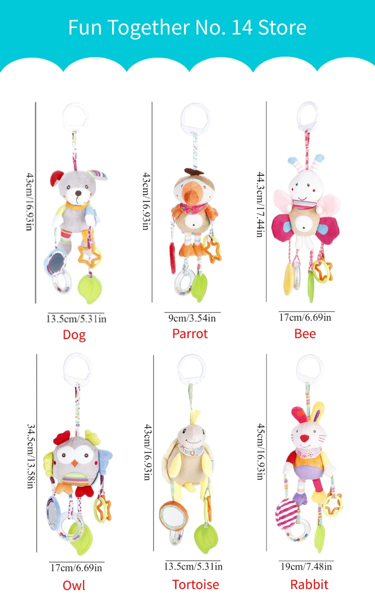 

New Born Baby Stroller plush rattle Toys Bell Bed infant Stroller Hanging Bell Educational Rattle Toys Styles Soft Toys Gift