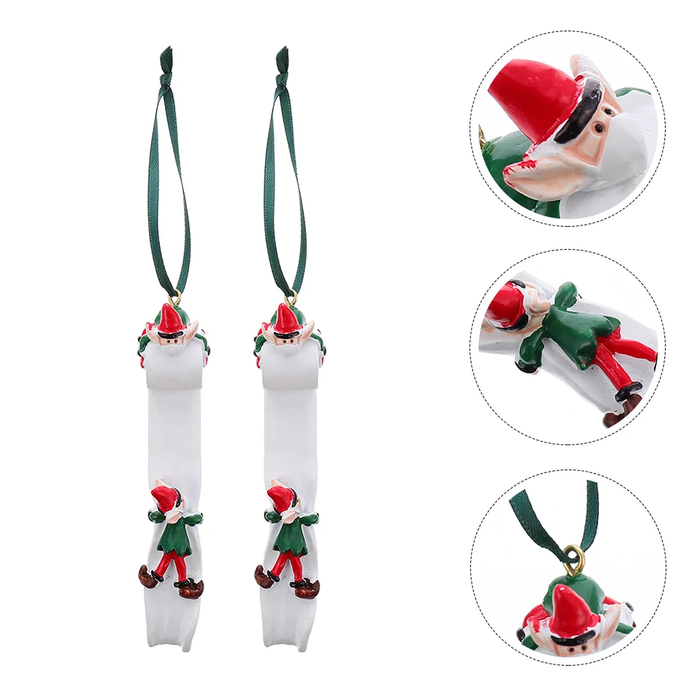 

2 Pcs Christmas Hanging Ornaments Xmas Tree Hanging Pendants Resin Crafts