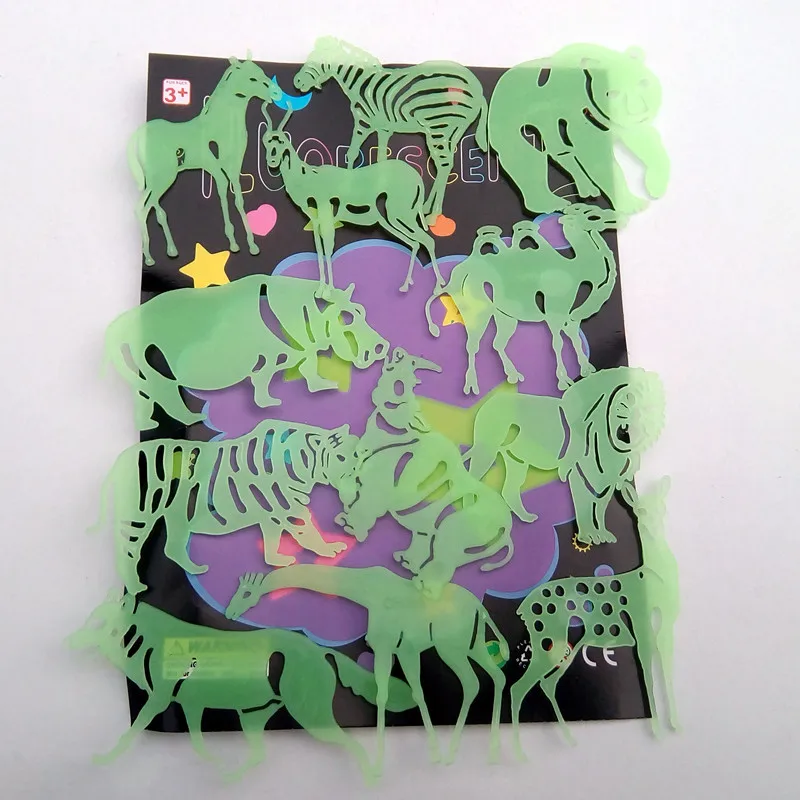 Набор наклеек с животными светящиеся наклейки динозаврами слон жираф лев