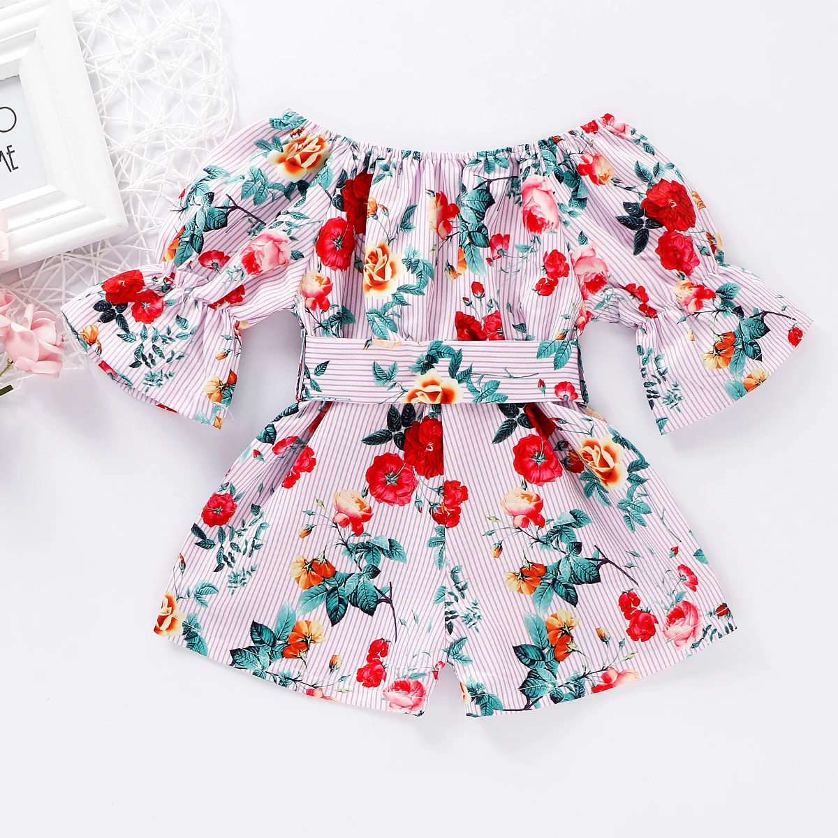 

Newborn Baby Girl Romper Summer Woven Casual Floral Bodysuit Clothes
