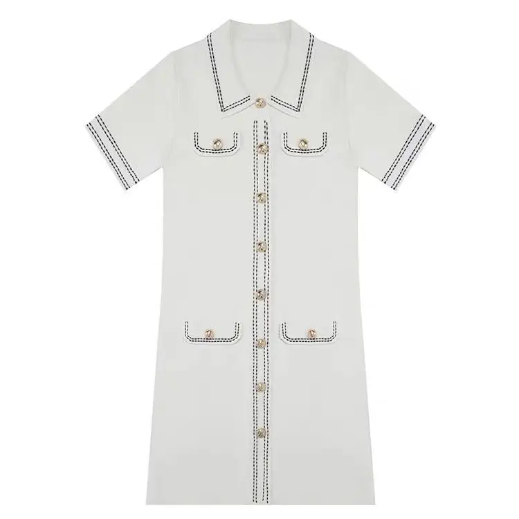 

2021 new spring polo shirt high level French design small crowd small fragrance knitted dress summer