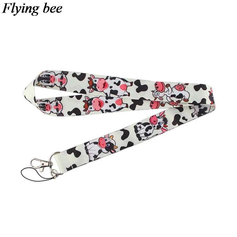 

Flyingbee The Cow Keychain Cartoon Cute Phone Lanyard Women Fashion Strap Neck Lanyards For ID Card Phone Keys X0585