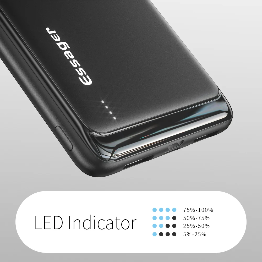 Внешний аккумулятор (power bank) Essager емкостью 10000 мАч с двумя выходами USB 1A/2 1A вход Micro