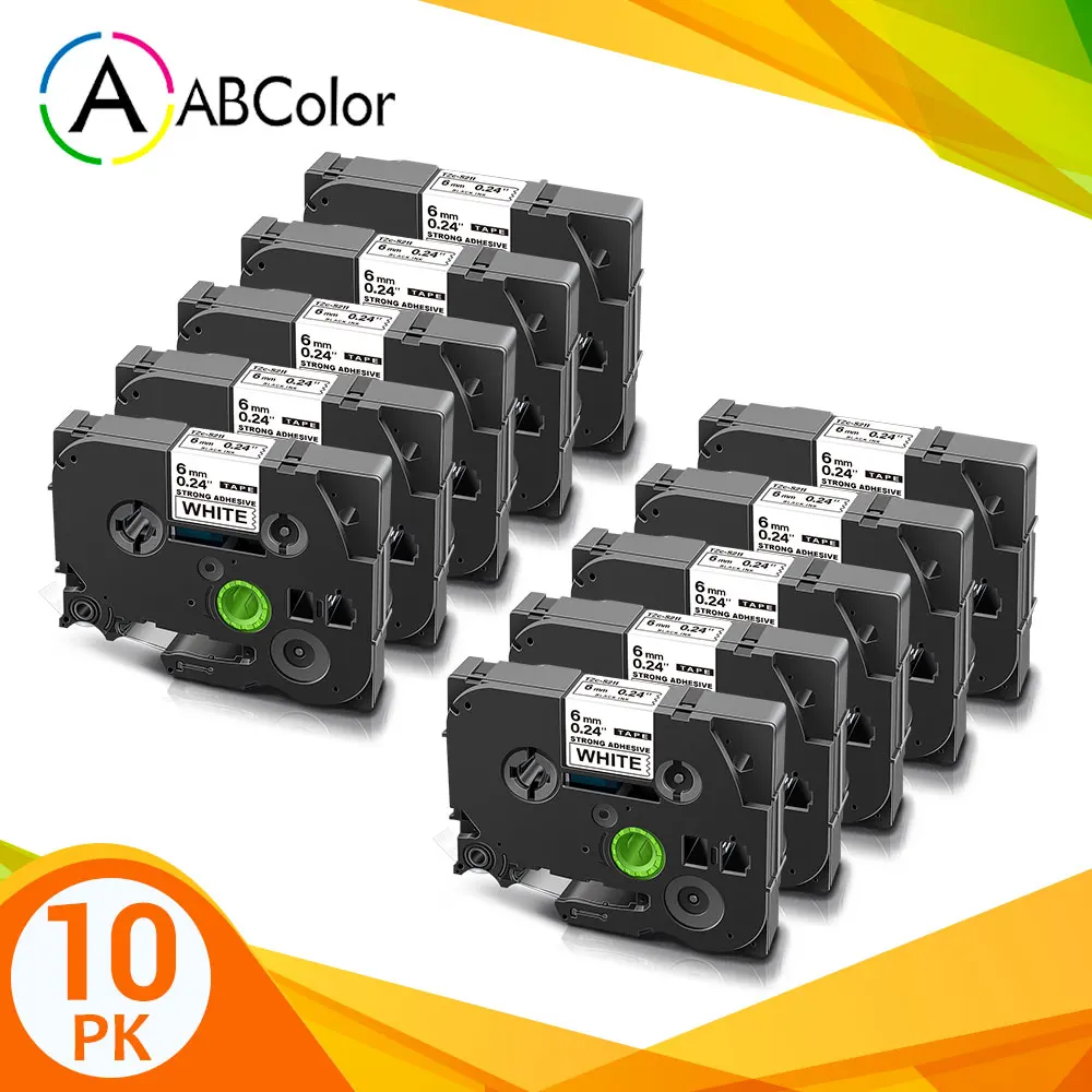 10PK сверхпрочная клейкая ламинированная лента 6 мм совместимая с S211 черно белая