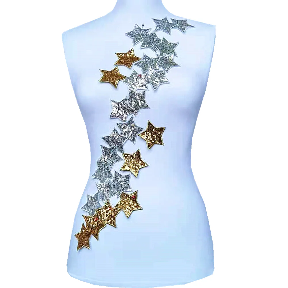 

40pc Blue Star Sequin Patch Starfish Beaded Applique Clothes Sticker Patches For Clothing Appliques Parches Ropa AC1496